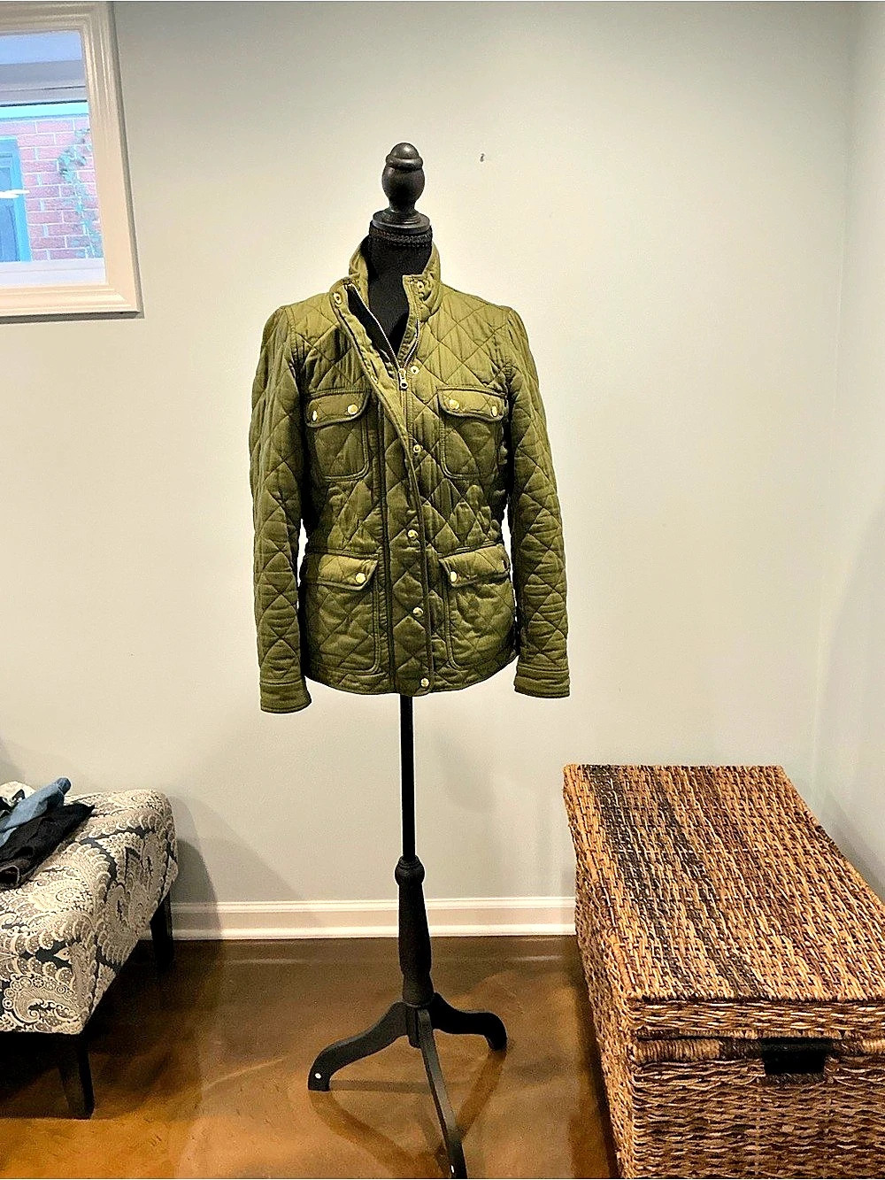 J.Crew Quilted Downtown Field Jacket Green